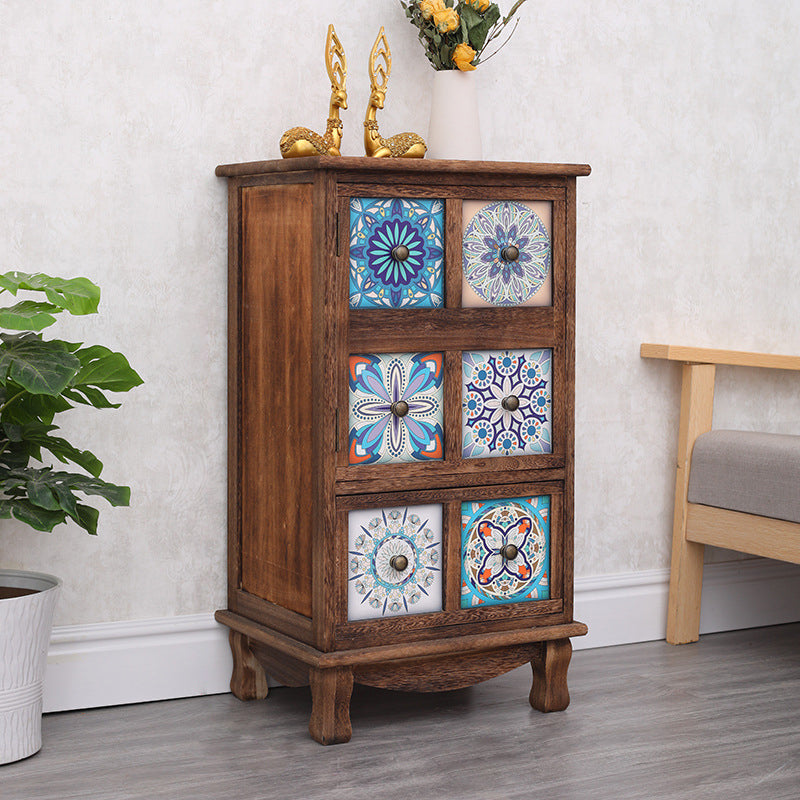 Traditional Storage Chest Dresser Vertical Wooden Storage Chest with Drawers