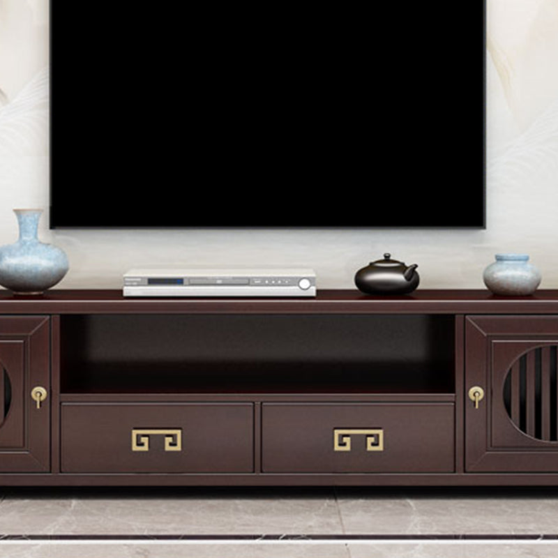 Solid Wood TV Cabinet Traditional Style Household Simple Open TV Stand Console