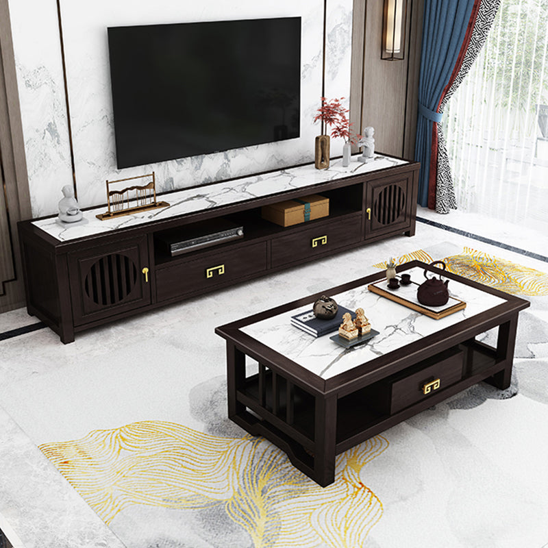 New Chinese Solid Wood TV Cabinet Modern and Simple Storage in Living Room TV Console