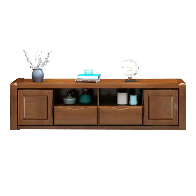 Rubber Wood TV Stand Contemporary TV Cabinet with Doors and Drawers