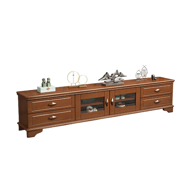 Rubber Wood TV Stand Contemporary TV Cabinet with Doors and Drawers