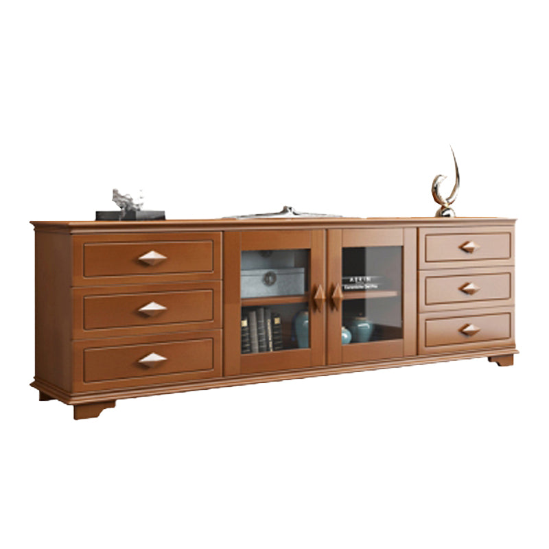 Rubber Wood TV Stand Contemporary TV Cabinet with Doors and Drawers