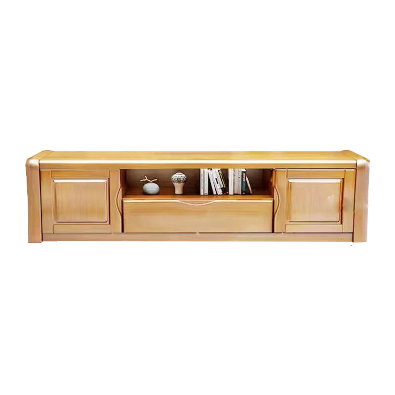 Rubber Wood TV Stand Contemporary TV Cabinet with Doors and Drawers