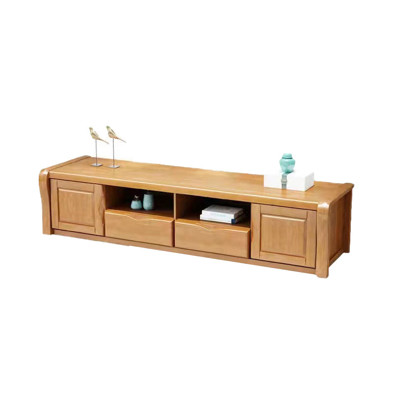 Rubber Wood TV Stand Contemporary TV Cabinet with Doors and Drawers