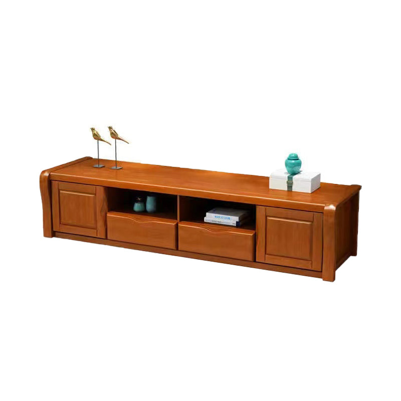 Rubber Wood TV Stand Contemporary TV Cabinet with Doors and Drawers