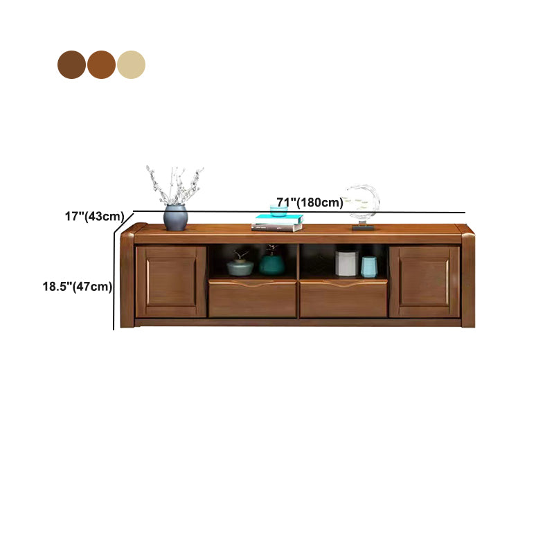 Rubber Wood TV Stand Contemporary TV Cabinet with Doors and Drawers