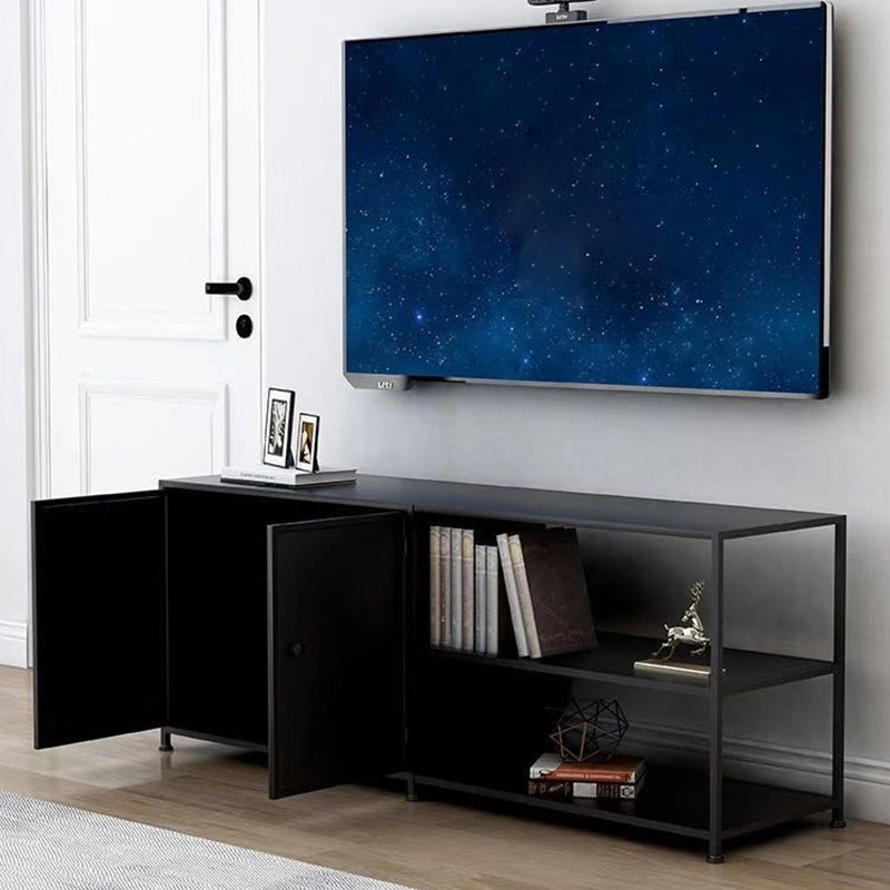 Industrial Style TV Stand Metal TV Console with Open Storage