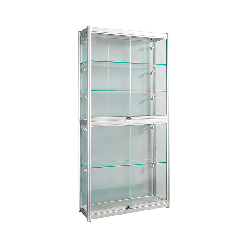 White Display Stand Modern Curio Cabinet with Glass Locking Door