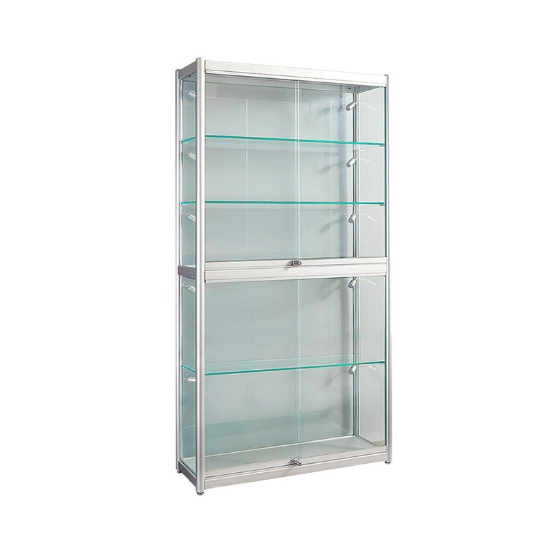 White Display Stand Modern Curio Cabinet with Glass Locking Door