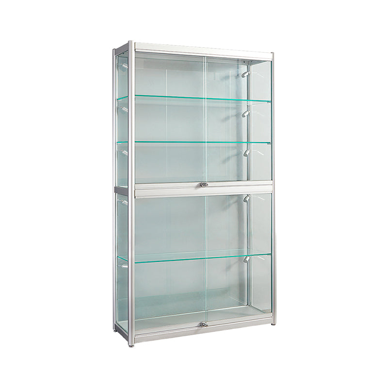 White Display Stand Modern Curio Cabinet with Glass Locking Door