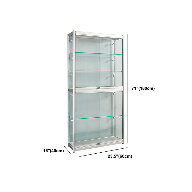 White Display Stand Modern Curio Cabinet with Glass Locking Door