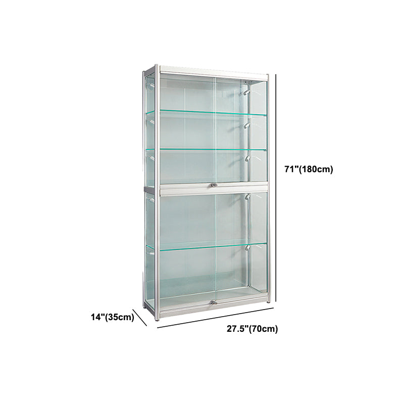 White Display Stand Modern Curio Cabinet with Glass Locking Door