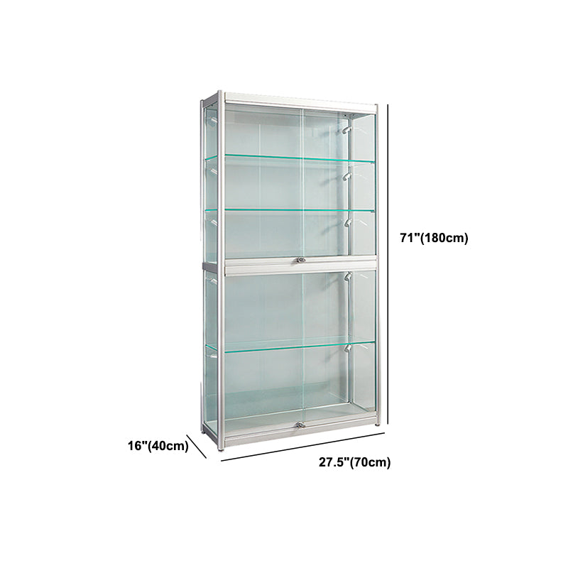 White Display Stand Modern Curio Cabinet with Glass Locking Door