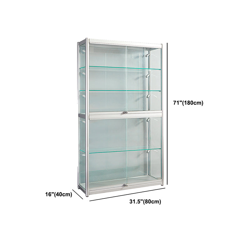 White Display Stand Modern Curio Cabinet with Glass Locking Door