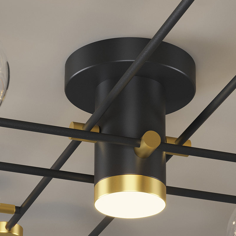 Modern Ceiling Mount Light Fixture 8 Lights Ceiling Mounted Light in Black for Dining Room