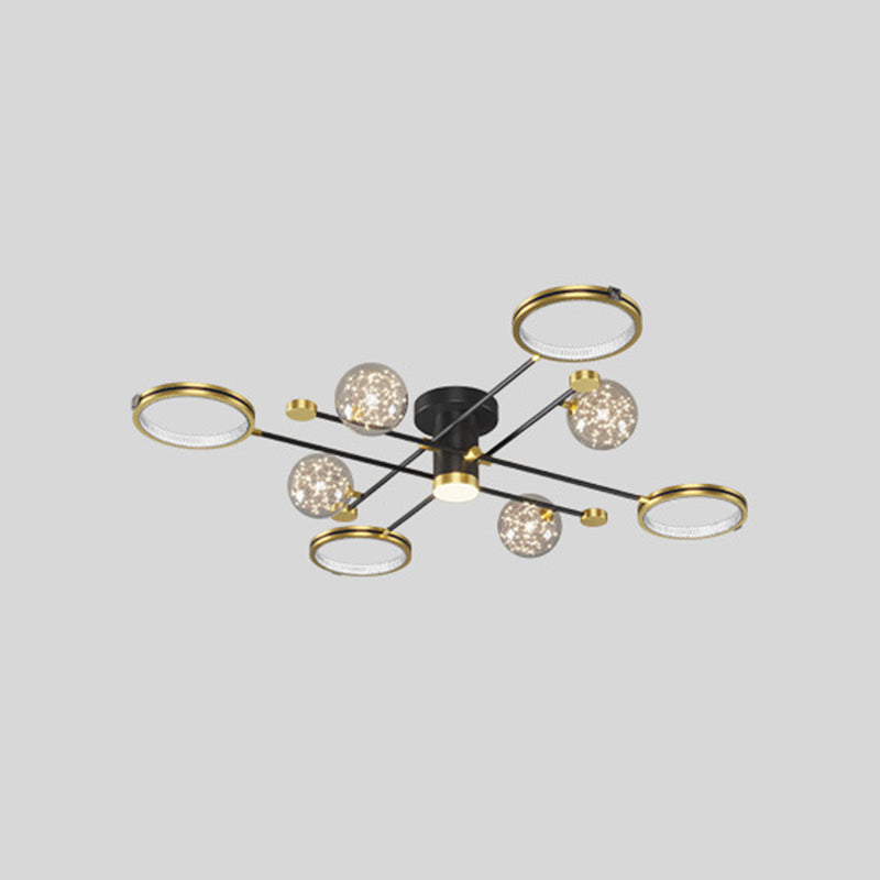 Modern Ceiling Mount Light Fixture 8 Lights Ceiling Mounted Light in Black for Dining Room