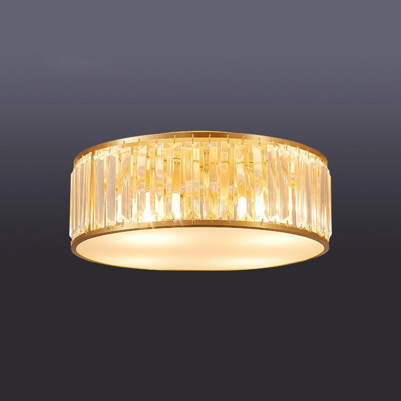 Modern Flush Light Gold Ceiling Lighting with Brass and Crystal for Bedroom