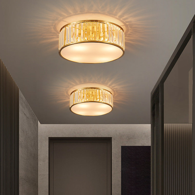 Modern Flush Light Gold Ceiling Lighting with Brass and Crystal for Bedroom