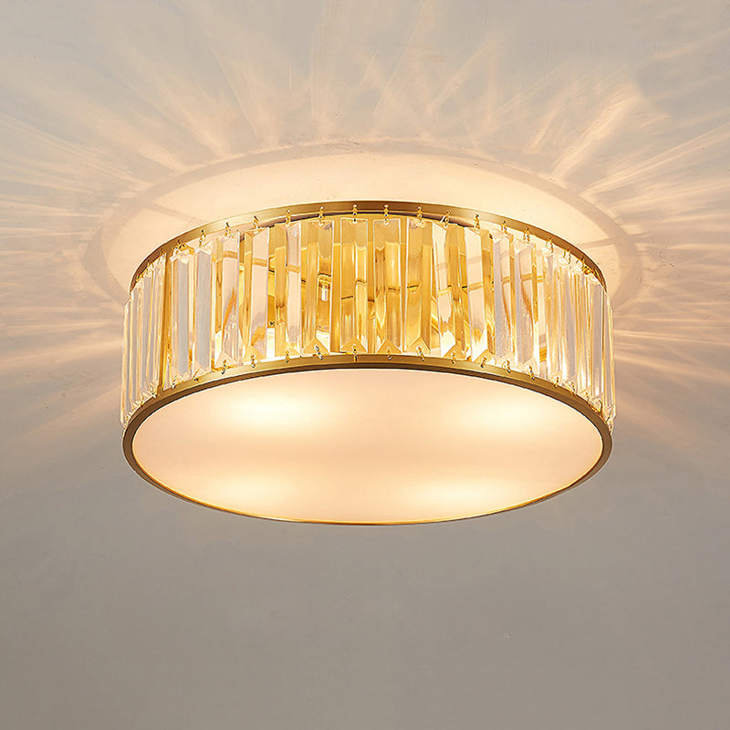 Modern Flush Light Gold Ceiling Lighting with Brass and Crystal for Bedroom