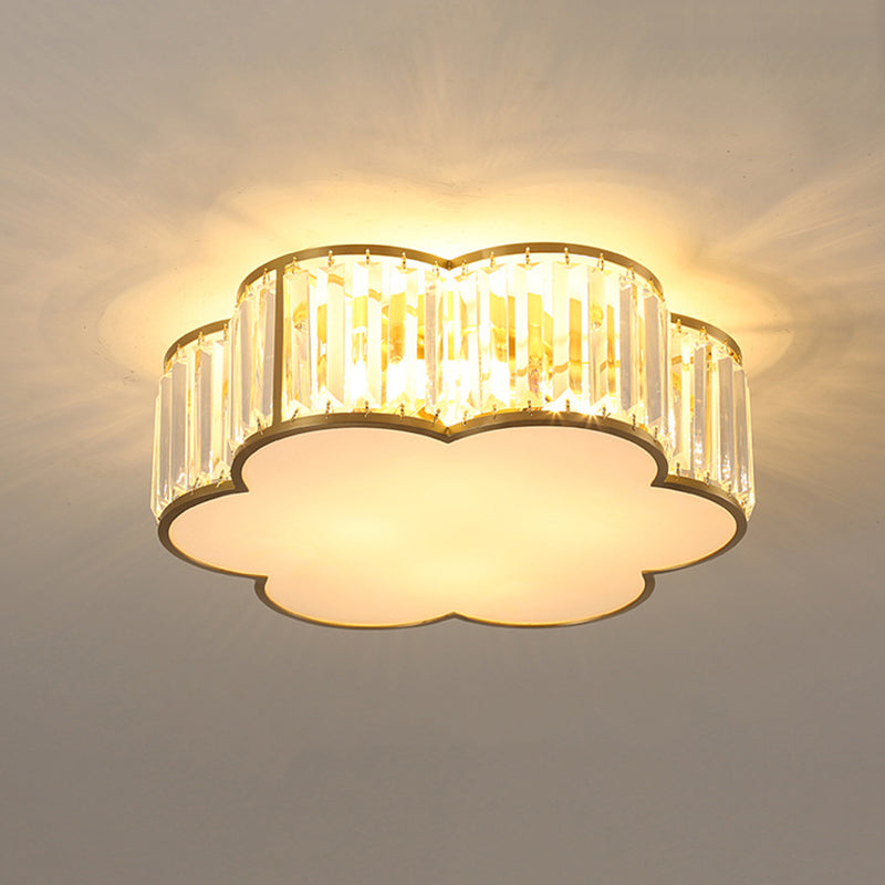 Modern Flush Light Gold Ceiling Lighting with Brass and Crystal for Bedroom