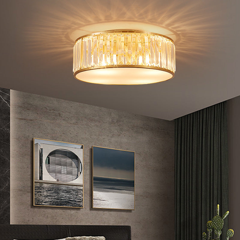 Modern Flush Light Gold Ceiling Lighting with Brass and Crystal for Bedroom