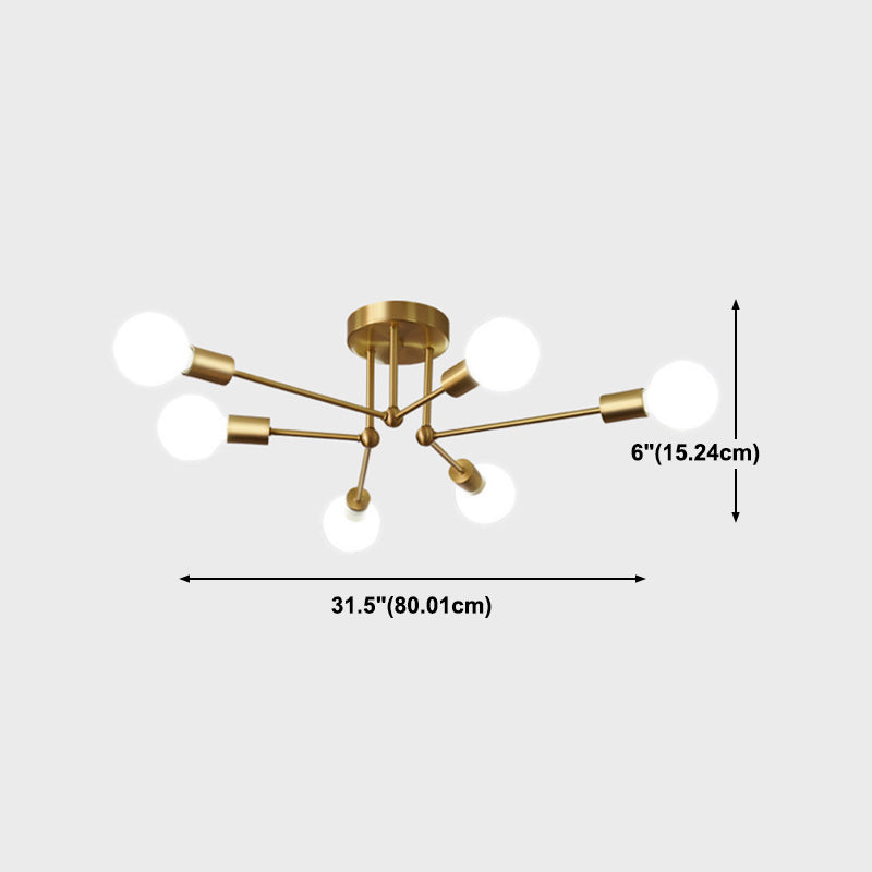 Modern Starburst Ceiling Mount Light Fixture Metal Multiple-Light Ceiling Light Fixture