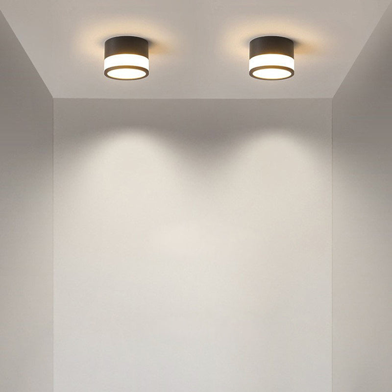 White/Black Flush Mount Lighting Modernism Metal Ceiling Light for Foyer