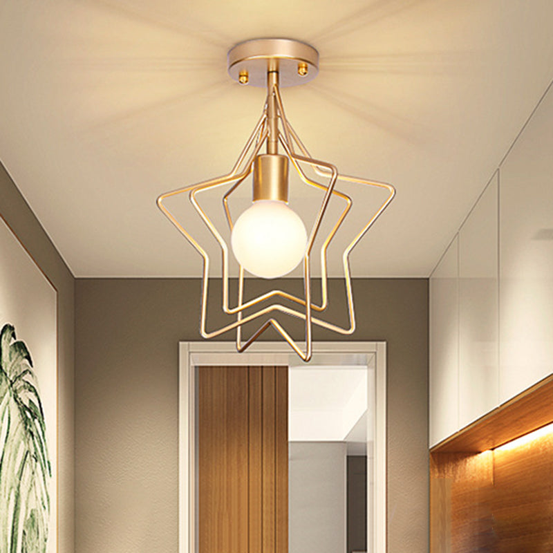 Contemporary Metal Ceiling Light Star Flush Mount Lighting for Bedroom