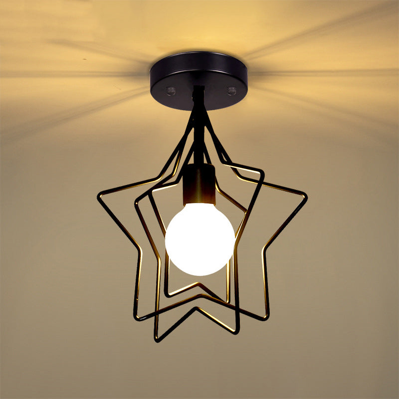 Contemporary Metal Ceiling Light Star Flush Mount Lighting for Bedroom