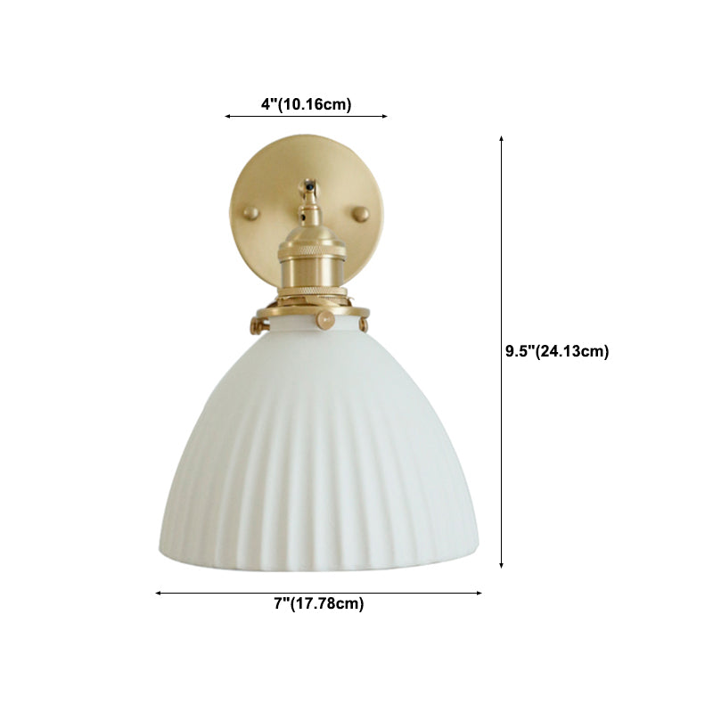 1 -Light Industrial Wall Armed Fixture Brass and Cone Shade Wall Light in Gold