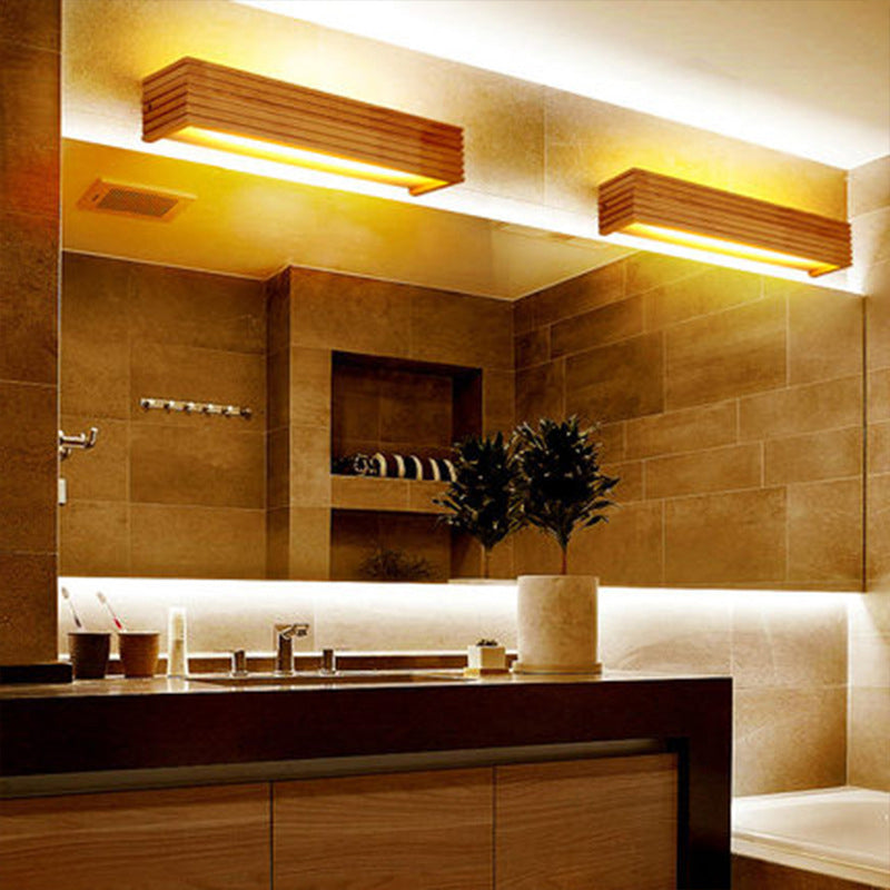 Wood Rectangular Vanity Wall Lights Contemporary Style 1 Light Vanity Lighting Ideas