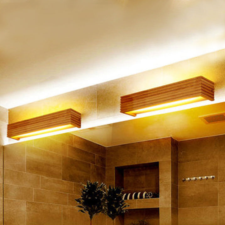 Wood Rectangular Vanity Wall Lights Contemporary Style 1 Light Vanity Lighting Ideas