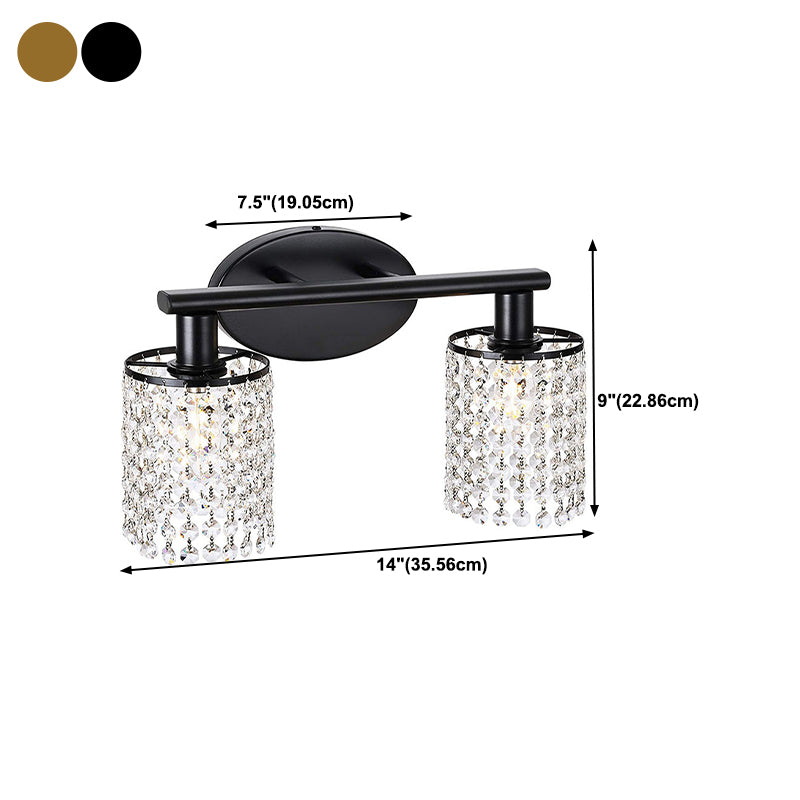 Black/Golden 2/3/4-Light Modern Bathroom Vanity Light Shaded Metallic Bath Bar