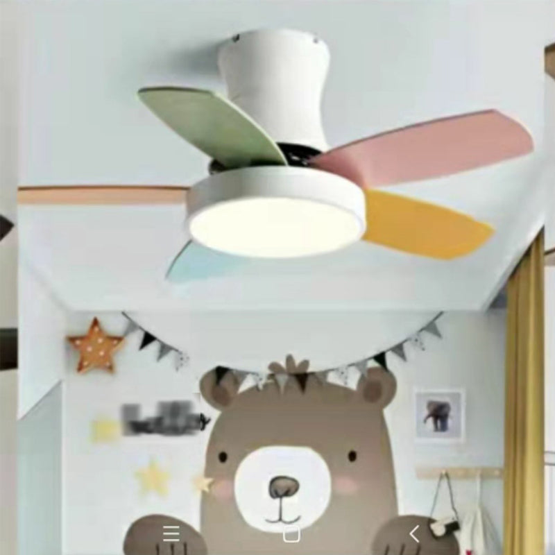 Colorful Ceiling Fan Lamp Fixture Modern LED Ceiling Flush Mount for Kids' Room