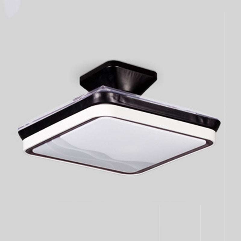 Square Interior LED Fan Fixture Contemporary Simple Acrylic Ceiling Fan in White / Black