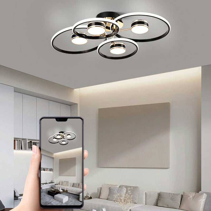 Modern Round Flush Ceiling Lights Metal Multiple-Light Flush Mount