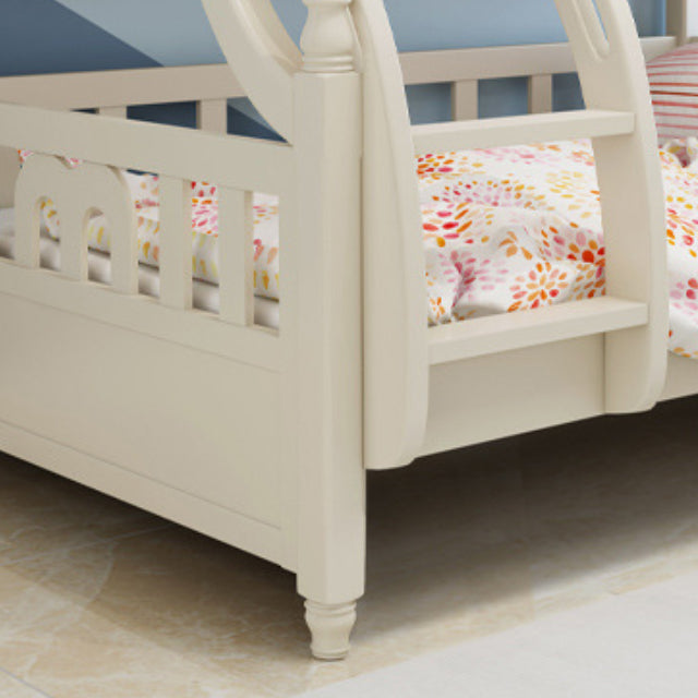 Contemporary White Standard Bunk with Book Shelf and Guardrails