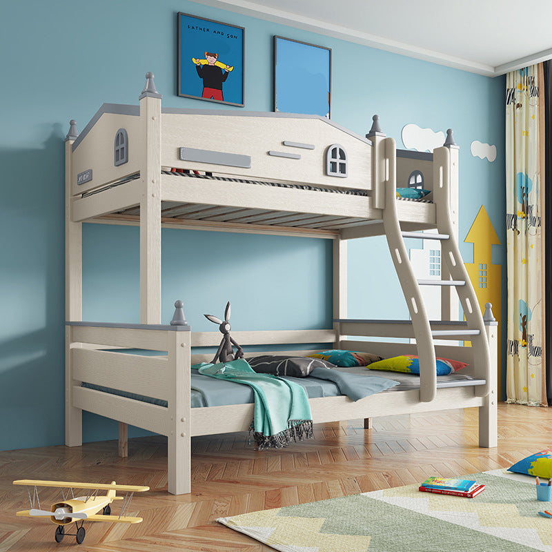 Contemporary White Standard Bunk with Guardrails in Pine Wood