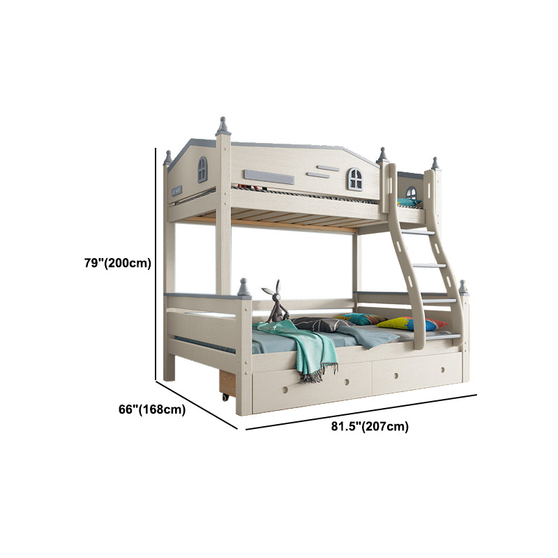 Contemporary White Standard Bunk with Guardrails in Pine Wood