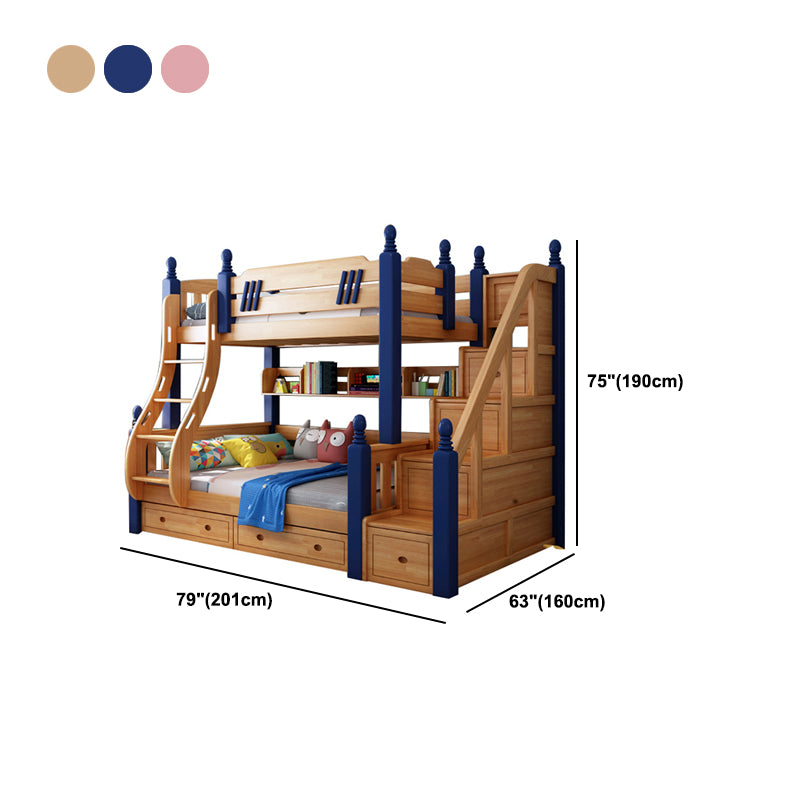 Scandinavian Standard Bunk in Rubberwood with 6 Drawers and Guardrails