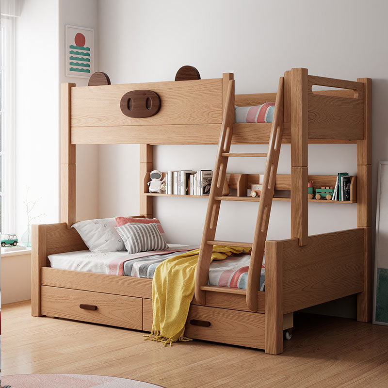 Scandinavian Standard Bunk Bed in Rubberwood 66.93" High Natural Bed