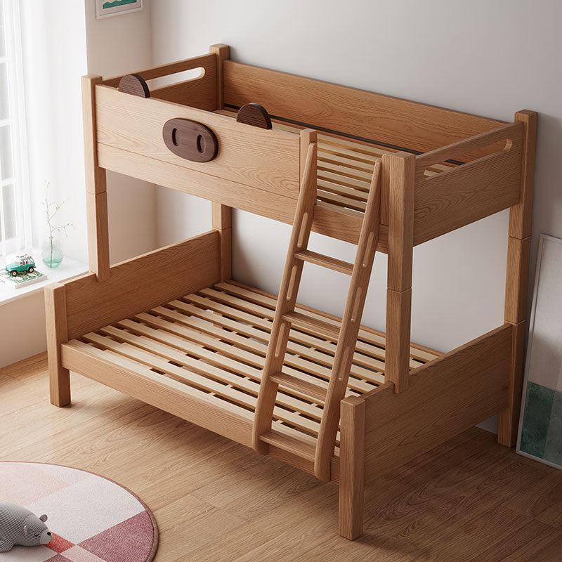 Scandinavian Standard Bunk Bed in Rubberwood 66.93" High Natural Bed