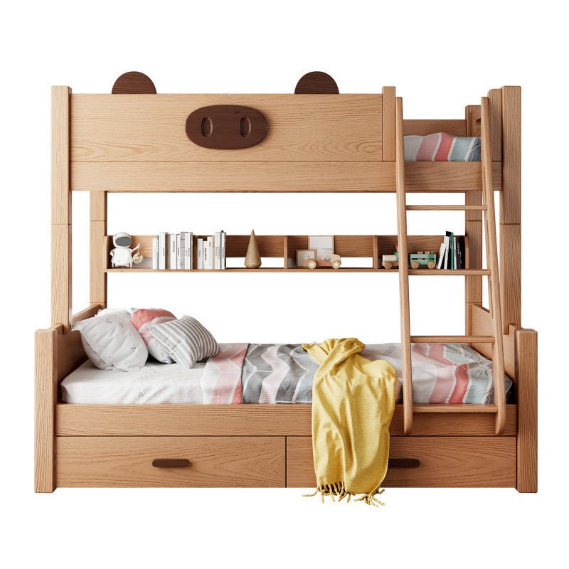 Scandinavian Standard Bunk Bed in Rubberwood 66.93" High Natural Bed