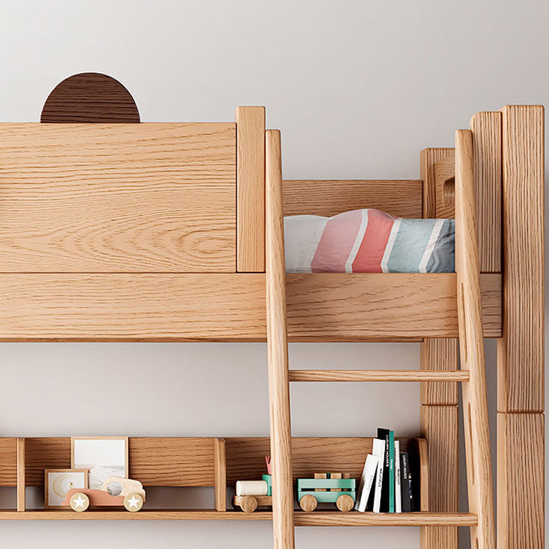 Scandinavian Standard Bunk Bed in Rubberwood 66.93" High Natural Bed