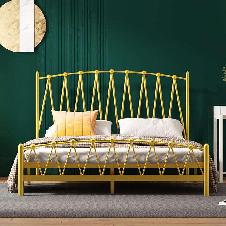 Scandinavian Iron Bed with Open-Frame Headboard and Footboard