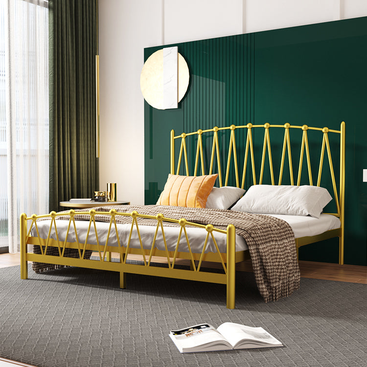 Scandinavian Iron Bed with Open-Frame Headboard and Footboard