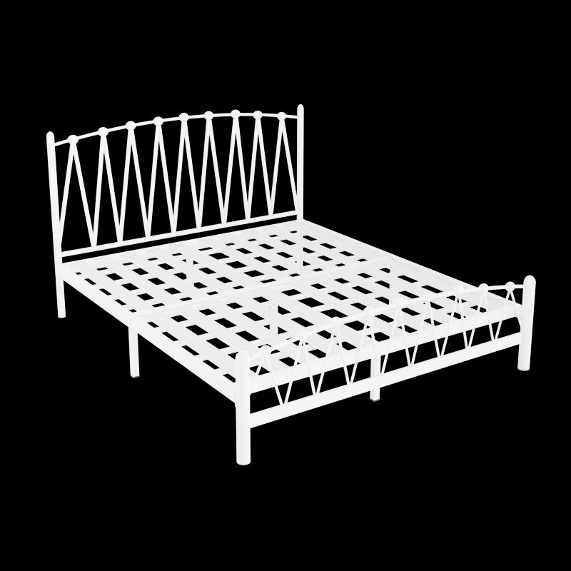 Scandinavian Iron Bed with Open-Frame Headboard and Footboard