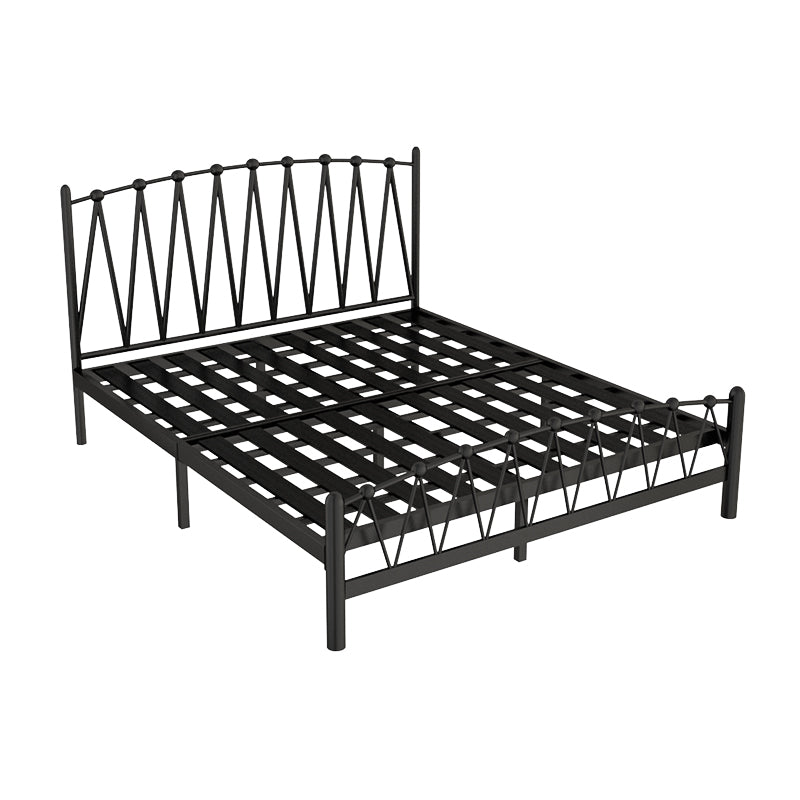 Scandinavian Iron Bed with Open-Frame Headboard and Footboard