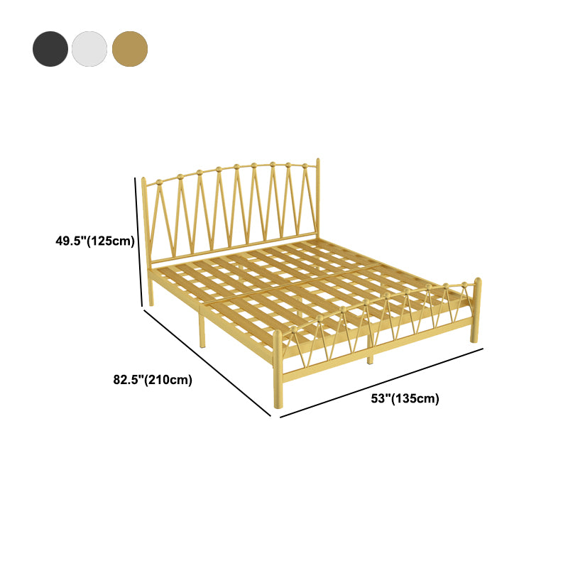 Scandinavian Iron Bed with Open-Frame Headboard and Footboard