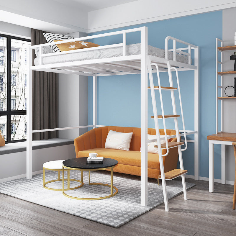 Scandinavian Headboard Loft Bed Metal High Loft with Guardrail